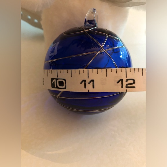 PartyLite Cobalt Blue Hand Blown Art Glass Ball - Picture 11 of 13